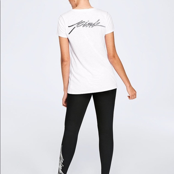 T-shirt Blanc Victoria's Secret Bling V-neck - Neuf Avec étiquettes, Modèle Rare